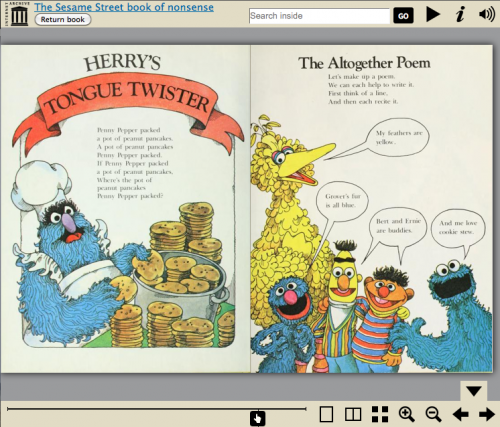 sesame street book of nonsense in the bookreader