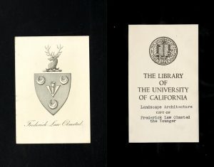 bookplate of Frederick Law Olmstead Jr.